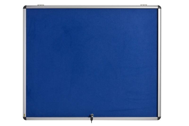 Bi-Office Enclore Fire Retardant Lockable Notice Board Non Magnetic 12 x A4 Wall Mounted 95.3 (W) x 92.4 (H) cm Blue