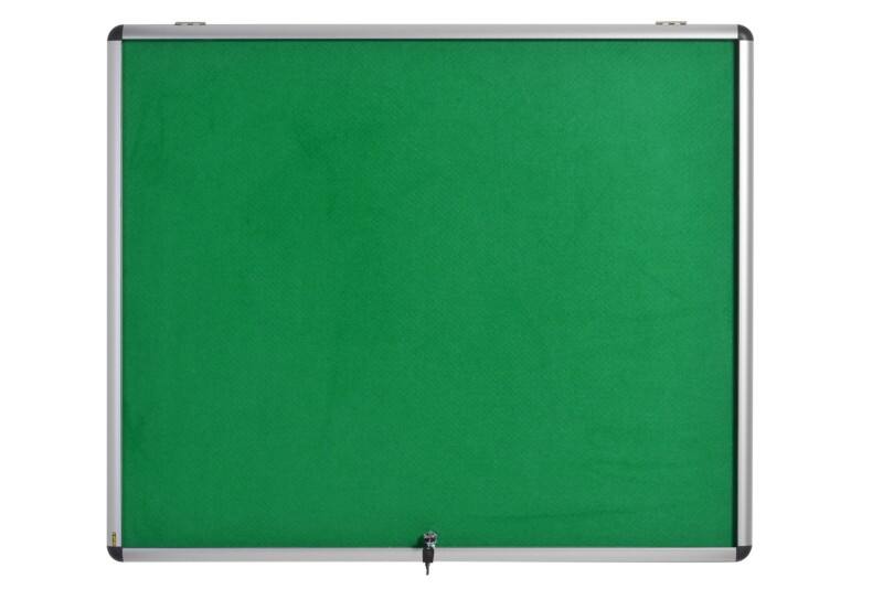 Bi-Office Enclore Fire Retardant Lockable Notice Board Non Magnetic 15 x A4 Wall Mounted 114.2 (W) x 95.3 (H) cm Green