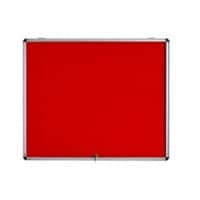 Bi-Office Wall Mounted Lockable Noticeboard Enclore Fire Retardant 18xA4 Fabric Red
