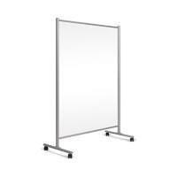 Bi-Office Floor Standing Protective Screen Mobile Stand 1200 x 1500mm Acrylic, Aluminium Silver Anodised