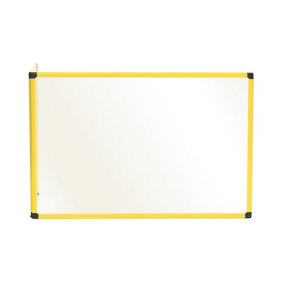 Bi-Office Freestanding Desktop Protective Screen Duo L Shaped 900 x 600mm & 450 x 600mm Acrylic, Aluminium Frame Yellow Pack of 2