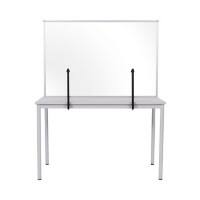 Bi-Office Tabletop Desktop Protective Screen with Clamps 1040 x 700mm Acrylic, Aluminium Frame Silver Anodised