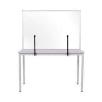 Bi-Office Tabletop Desktop Protective Screen with Clamps 1200 x 900mm Acrylic, Aluminium Frame Silver Anodised