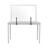 Bi-Office Tabletop Desktop Protective Screen with Clamps 900 x 600mm Acrylic, Aluminium Frame Silver Anodised