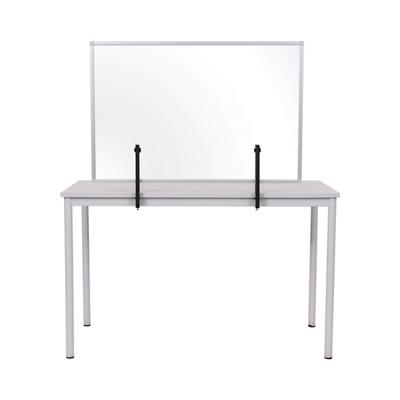 Bi-Office Tabletop Desktop Protective Screen with Clamps 900 x 600mm Acrylic, Aluminium Frame Silver Anodised