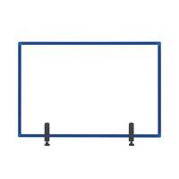 Bi-Office Tabletop Desktop Protective Screen with Clamps 1200 x 900mm Acrylic, Aluminium Frame Blue