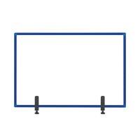Bi-Office Tabletop Desktop Protective Screen with Clamps 1200 x 900mm Acrylic, Aluminium Frame Blue