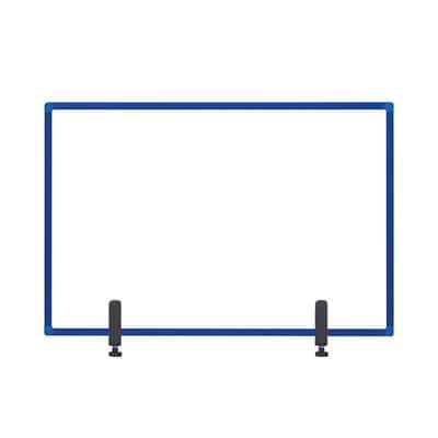 Bi-Office Tabletop Desktop Protective Screen with Clamps 1200 x 900mm Acrylic, Aluminium Frame Blue