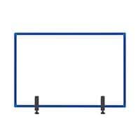 Bi-Office Tabletop Desktop Protective Screen with Clamps 900 x 600mm Acrylic, Aluminium Frame Blue