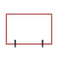 Bi-Office Tabletop Desktop Protective Screen with Clamps 1200 x 900mm Acrylic, Aluminium Frame Red