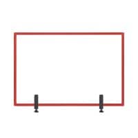 Bi-Office Tabletop Desktop Protective Screen with Clamps 1200 x 900mm Acrylic, Aluminium Frame Red