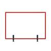 Bi-Office Tabletop Desktop Protective Screen with Clamps 900 x 600mm Acrylic, Aluminium Frame Red