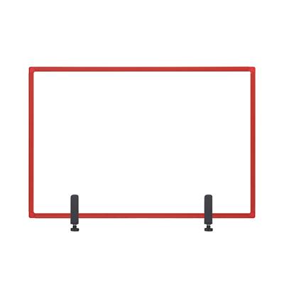 Bi-Office Tabletop Desktop Protective Screen with Clamps 900 x 600mm Acrylic, Aluminium Frame Red