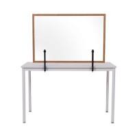 Bi-Office Freestanding Desktop Protective Screen with Clamps 1040 x 700mm Acrylic, Wooden Frame Rustic