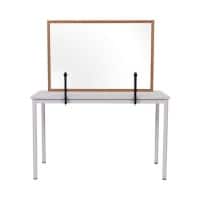 Bi-Office Tabletop Desktop Protective Screen with Clamps 900 x 600mm Acrylic, Wooden Frame Rustic