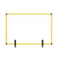 Bi-Office Tabletop Desktop Protective Screen with Clamps 1040 x 700mm Acrylic, Aluminium Frame Yellow