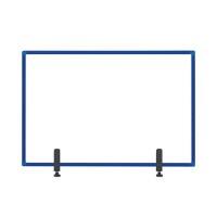 Bi-Office Tabletop Desktop Protective Screen with Clamps 900 x 600mm Tempered Glass, Aluminium Frame Blue