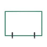 Bi-Office Tabletop Desktop Protective Screen with Clamps 1040 x 700mm Tempered Glass, Aluminium Frame Green