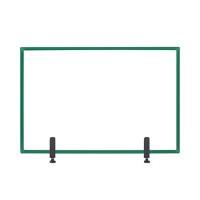 Bi-Office Tabletop Desktop Protective Screen with Clamps 1040 x 700mm Tempered Glass, Aluminium Frame Green