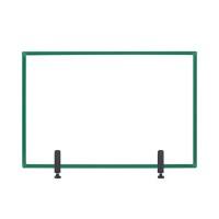 Bi-Office Tabletop Desktop Protective Screen with Clamps 1200 x 900mm Tempered Glass, Aluminium Frame Green