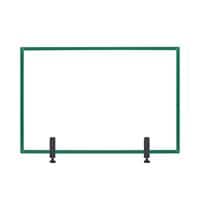 Bi-Office Tabletop Desktop Protective Screen with Clamps 1200 x 900mm Tempered Glass, Aluminium Frame Green