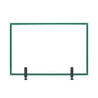Bi-Office Tabletop Desktop Protective Screen with Clamps 900 x 600mm Tempered Glass, Aluminium Frame Green