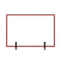 Bi-Office Tabletop Desktop Protective Screen with Clamps 1040 x 700mm Tempered Glass, Aluminium Frame Red