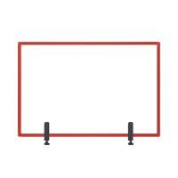 Bi-Office Tabletop Desktop Protective Screen with Clamps 1200 x 900mm Tempered Glass, Aluminium Frame Red