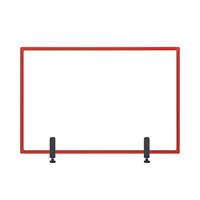 Bi-Office Tabletop Desktop Protective Screen with Clamps 900 x 600mm Tempered Glass, Aluminium Frame Red