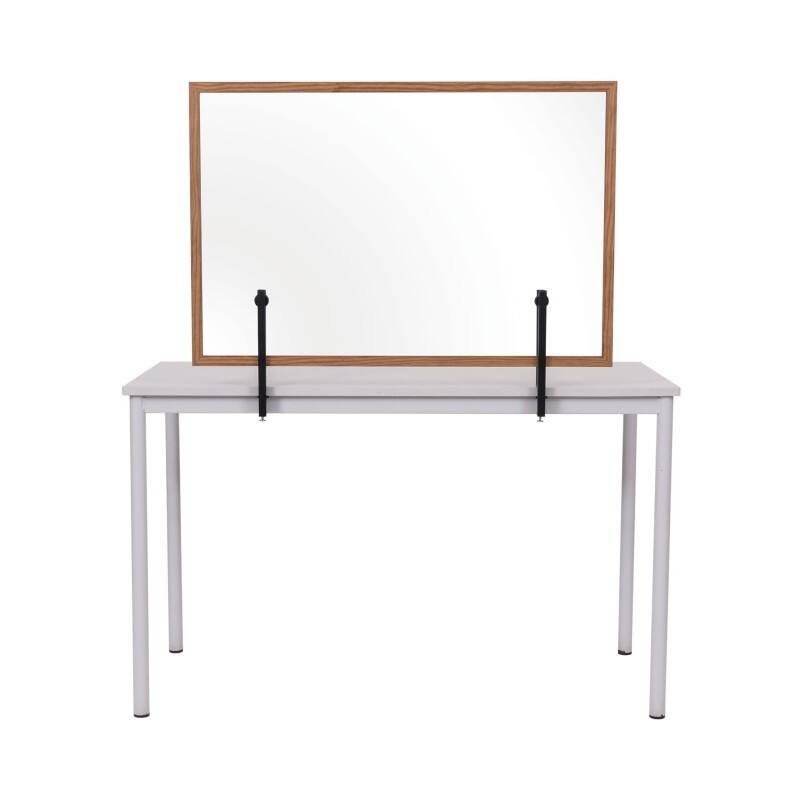 Bi-Office Protective Screen Tempered Glass, Wood 1,040 (W) x 700 (H) mm Desk Mounted Maya