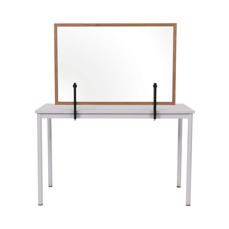 Bi-Office Protective Screen Tempered Glass, Wood 900 (W) x 600 (H) mm Desk Mounted Maya