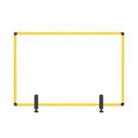 Bi-Office Tabletop Desktop Protective Screen with Clamps Maya 1040 x 700mm Tempered Glass, Aluminium Frame Yellow