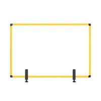 Bi-Office Tabletop Desktop Protective Screen with Clamps Maya 1040 x 700mm Tempered Glass, Aluminium Frame Yellow