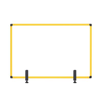 Bi-Office Tabletop Desktop Protective Screen with Clamps Maya 1200 x 900mm Tempered Glass, Aluminium Frame Yellow