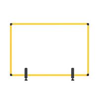 Bi-Office Tabletop Desktop Protective Screen with Clamps 900 x 600mm Tempered Glass, Aluminium Frame Yellow