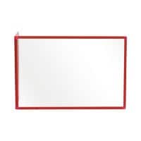 Bi-Office Freestanding Desktop Protective Screen Duo L Shaped 900 x 600mm & 450 x 600mm Tempered Glass, Aluminium Frame Red Pack of 2