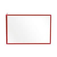 Bi-Office Freestanding Desktop Protective Screen Duo L Shaped 900 x 600mm & 450 x 600mm Tempered Glass, Aluminium Frame Red Pack of 2