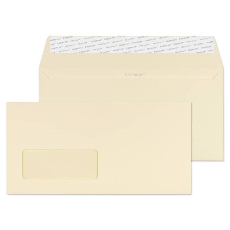 PREMIUM Business DL Envelopes Cream 220 (W) x 110 (H) mm Window 120 gsm Pack of 50