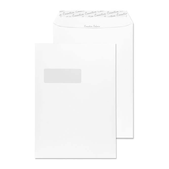 Creative Peel & Seal C4 Coloured Envelopes White 229 (W) x 324 (H) mm Window 120 gsm Pack of 250