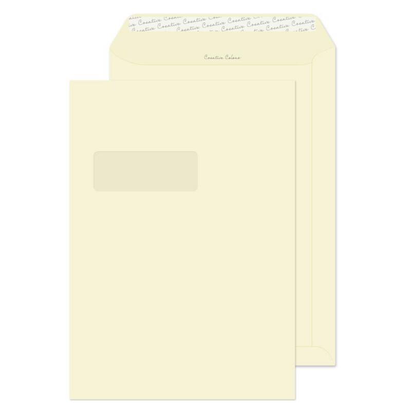 Creative Peel & Seal C4 Coloured Envelope Cream 229 (W) x 324 (H) mm Window 120 gsm Pack of 250