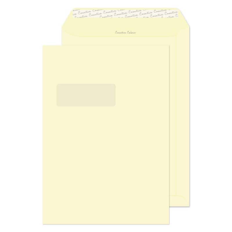 Creative Peel & Seal C4 Coloured Envelope Cream 229 (W) x 324 (H) mm Window 120 gsm Pack of 250