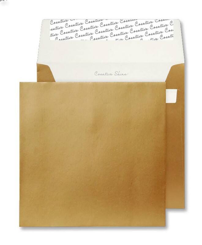 Creative Creative Shine Coloured Envelope Non standard 160 (W) x 160 (H) mm Adhesive Strip Gold 130 gsm Pack of 500