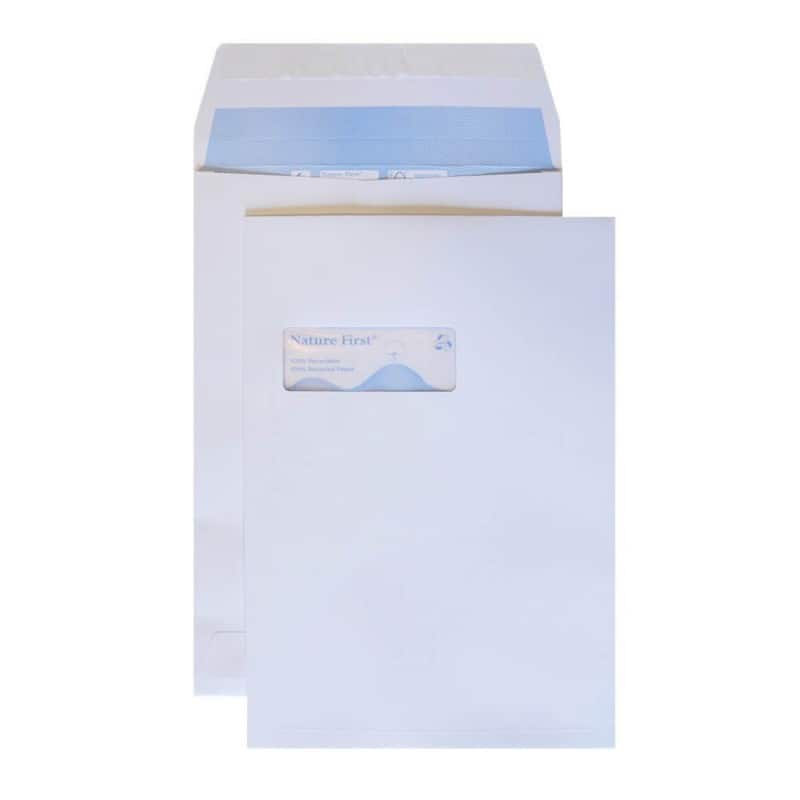 Purely Nature First Ennvironmental C4 Gusset Envelopes Peel & Seal 324 x 229 x 25 mm Plain RN091 140 gsm White Pack of 125