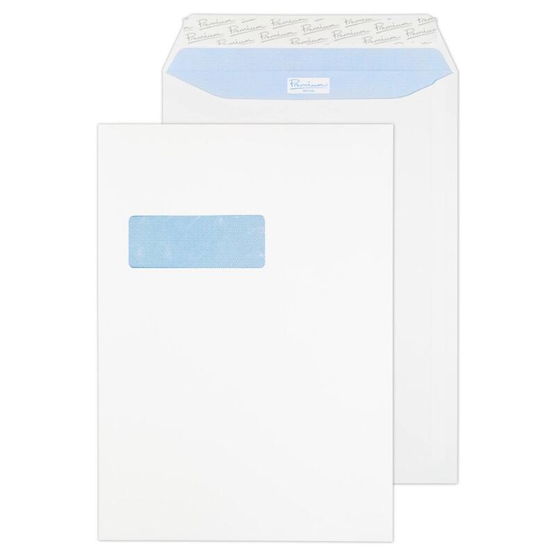 PREMIUM Office C4 Envelopes White 229 (W) x 324 (H) mm Window 120 gsm Pack of 250