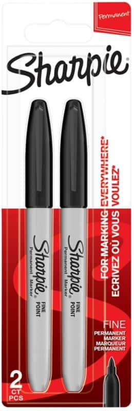 Sharpie Permanent Marker Bullet 1 mm Black Pack of 2