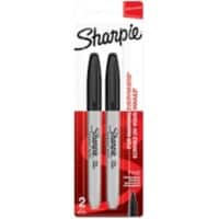 Sharpie Permanent Marker Fine Black Pack of 2
