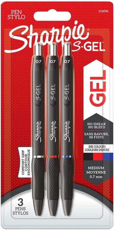 Sharpie Retractable Gel Pen Assorted 0.7 mm Medium Rollerball Pack of 3