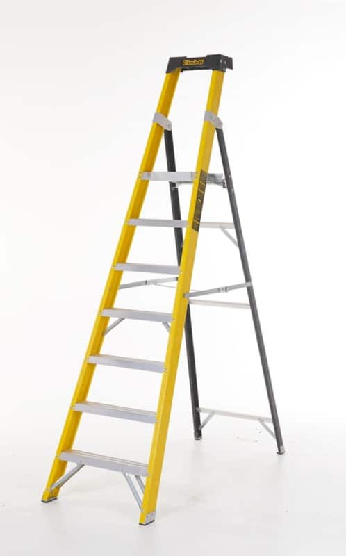 Climb-It Climb-It® Glass Fibre Platform Stepladder, 7 Tread, Integral Tool Tray