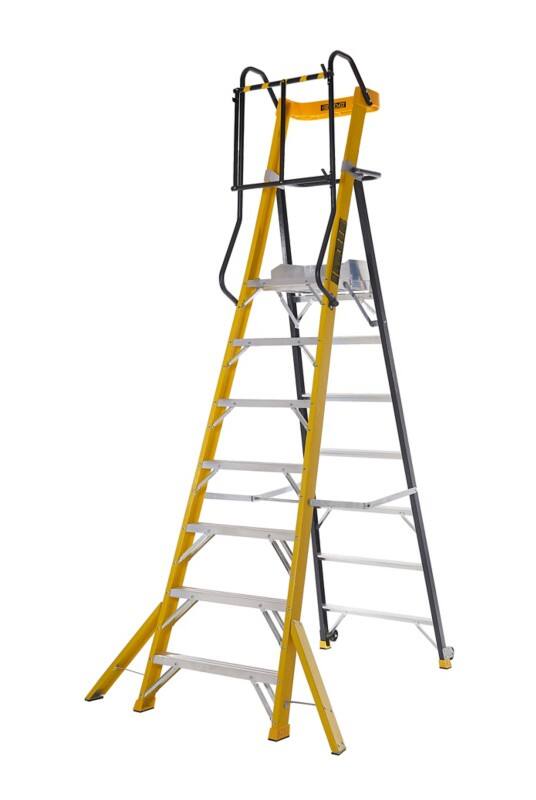 Climb-It Climb-It® Glass Fibre Podium Step, 7 Tread, Integral Tool Tray