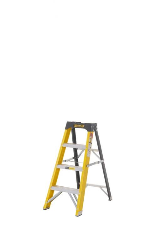 Climb-It Climb-It® Glass Fibre Swingback Stepladder, 3 Tread, Integral Tool Tray